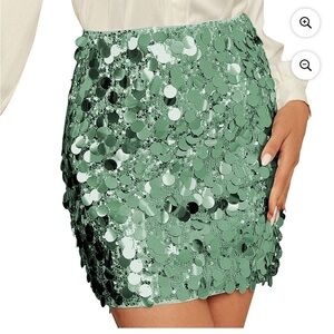 Sequin Embellished Green Skirt
